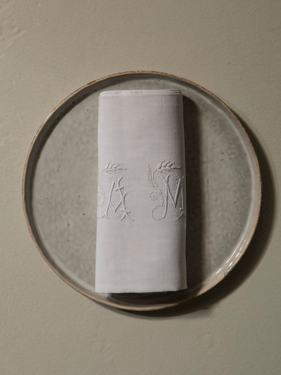 Juego de 8 servilletas de Damasco "AM"