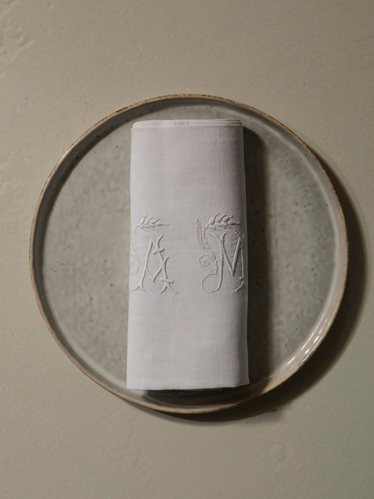 Juego de 8 servilletas de Damasco "AM"