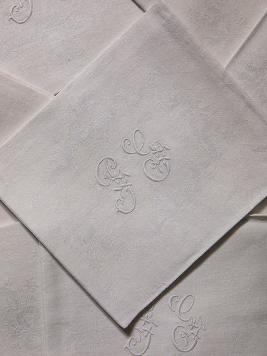 Juego de 12 servilletas de Damasco "PG"