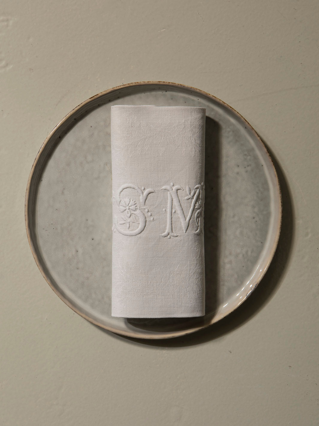 Juego de 8 servilletas de Damasco "SM"