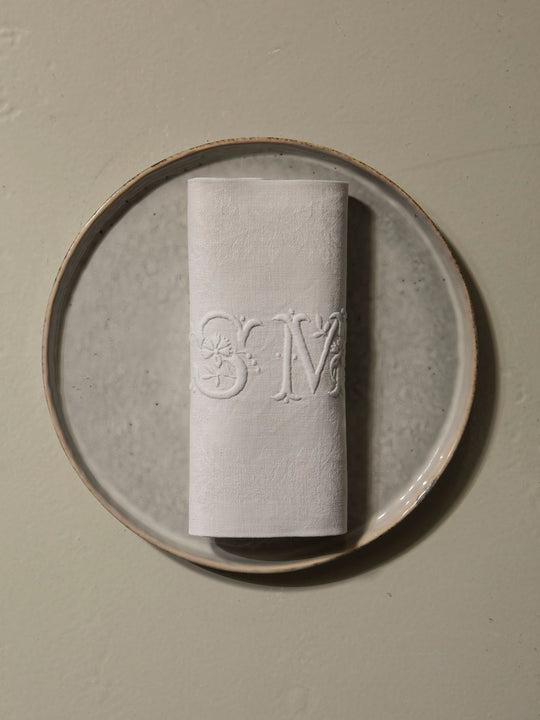 Juego de 8 servilletas de Damasco "SM"