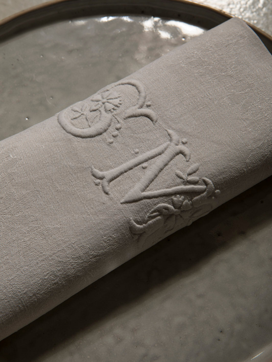 Juego de 8 servilletas de Damasco "SM"