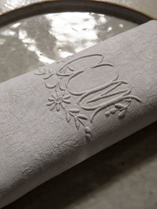 Juego de 12 servilletas de Damasco "CM"