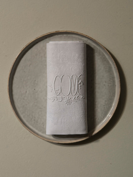 Juego de 12 servilletas de Damasco "CM"