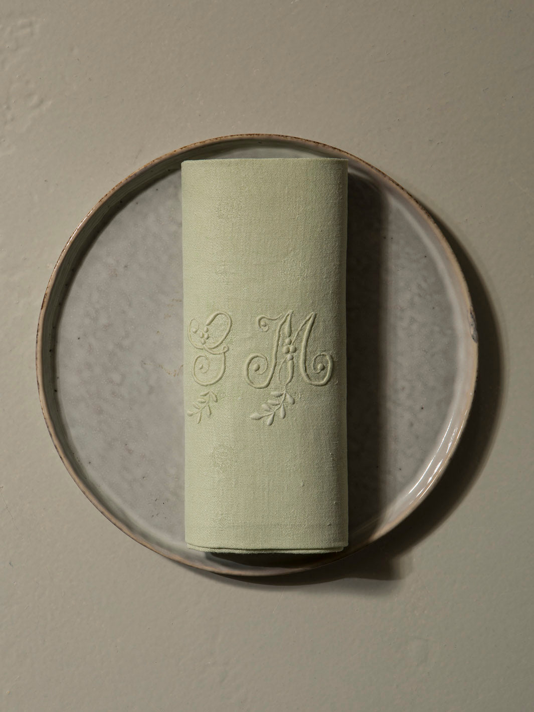 Juego de 6 servilletas de Damasco "GM"