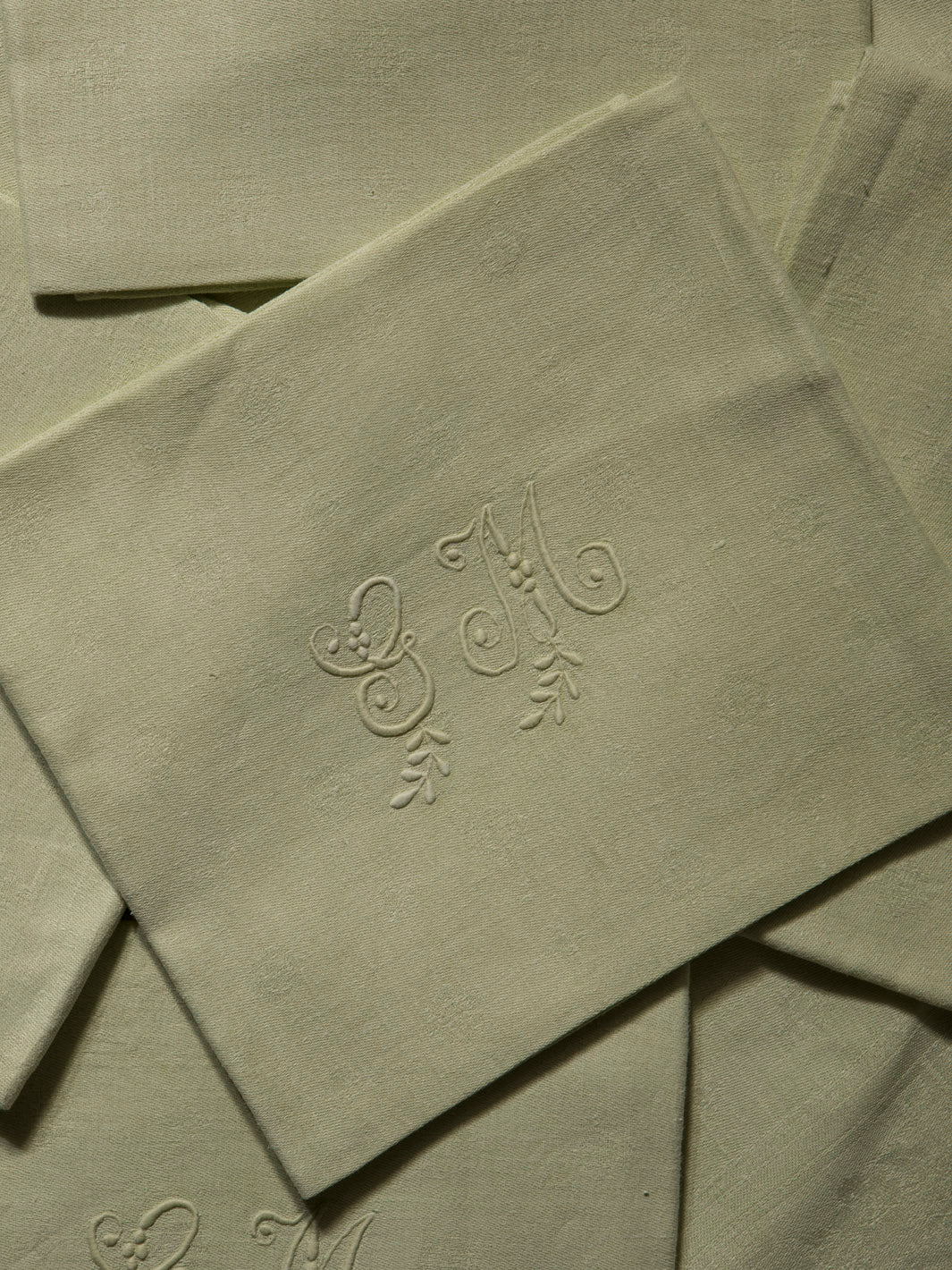 Juego de 6 servilletas de Damasco "GM"