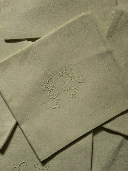 Juego de 6 servilletas de Damasco "GM"