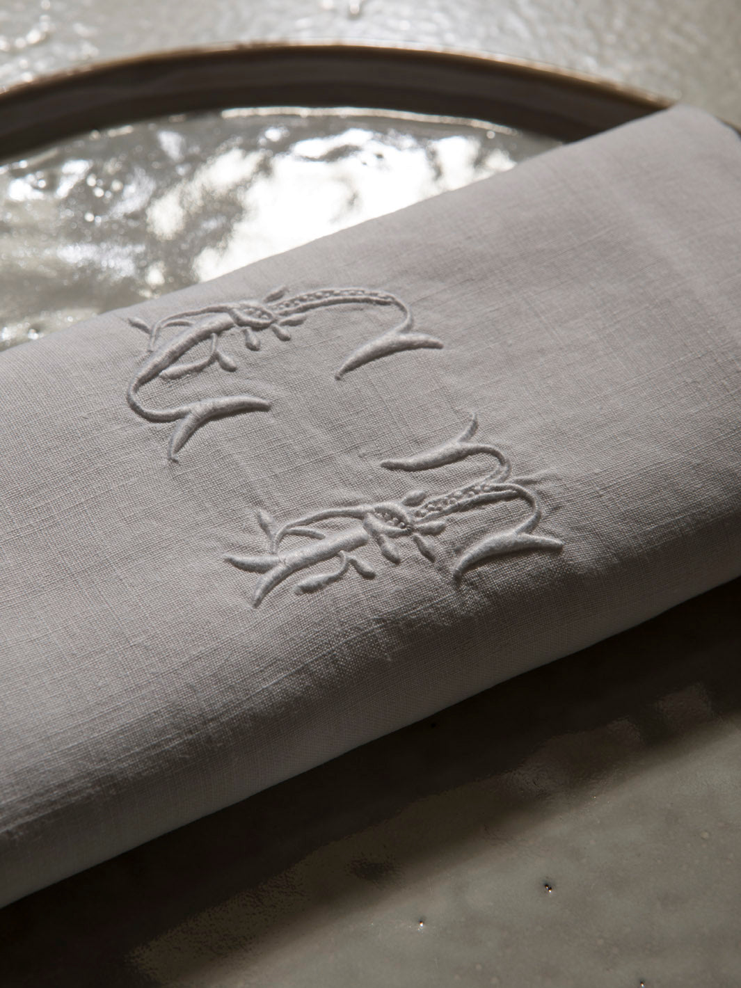 Juego de 12 servilletas de Damasco "CT"