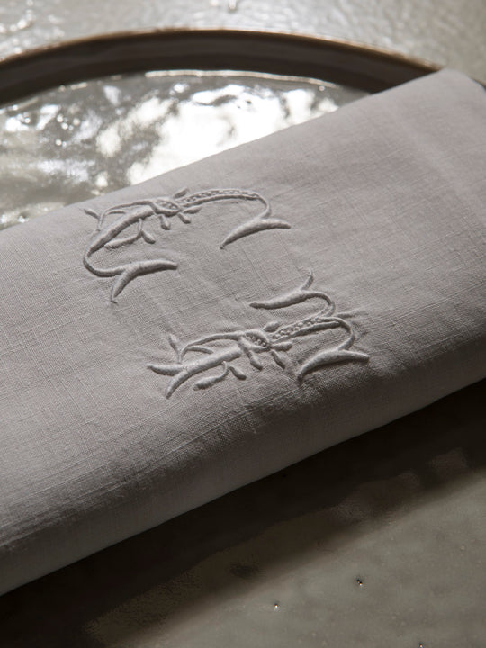 Juego de 12 servilletas de Damasco "CT"