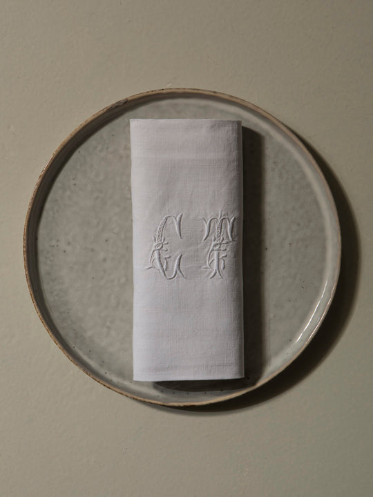 Juego de 12 servilletas de Damasco "CT"