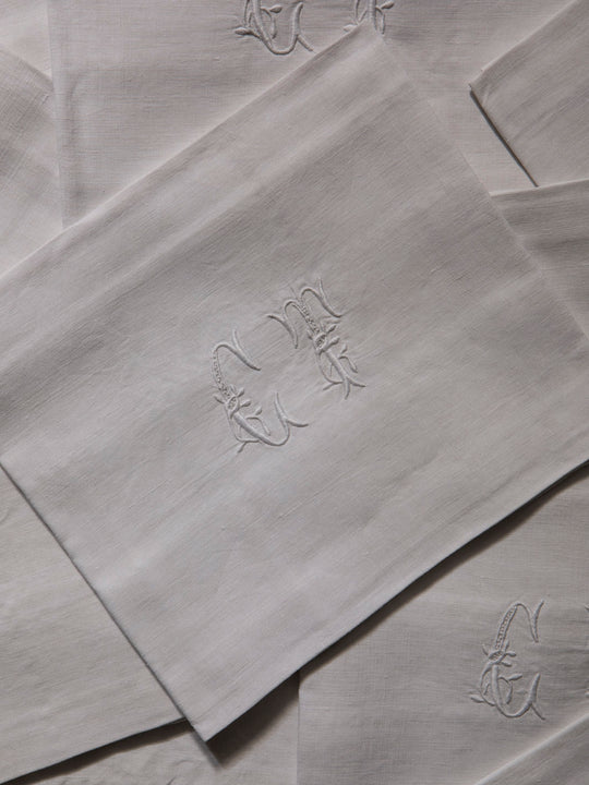 Juego de 12 servilletas de Damasco "CT"