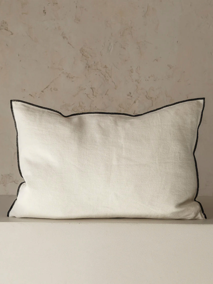 Maison de Vacances black vivid cream linen cushion 40x60cm