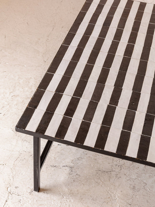 Zellige black and white coffee table 100x100x40cm