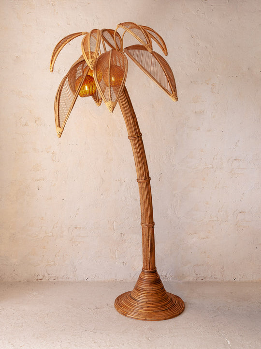 Lampe palmier en rotin