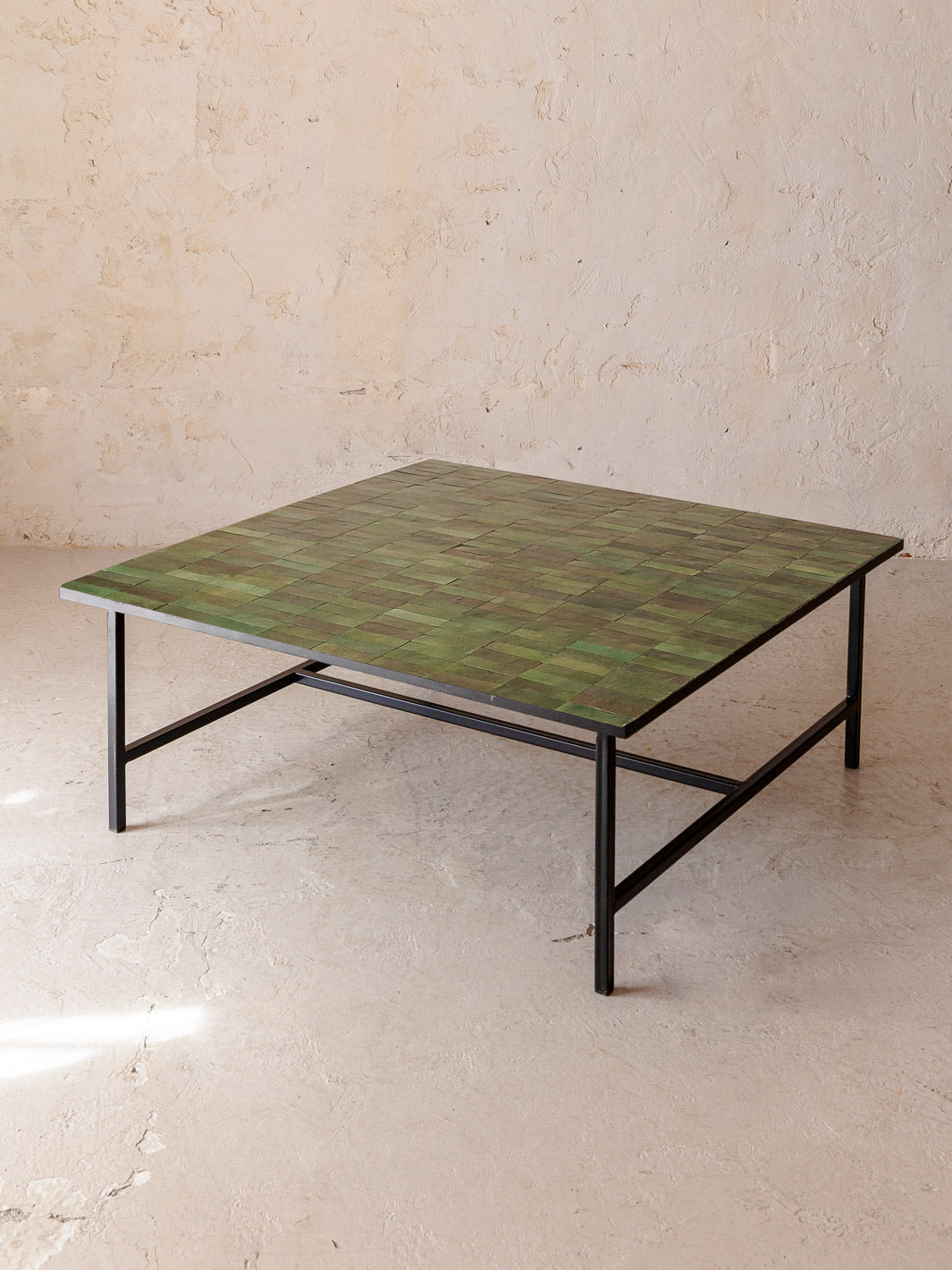 Green Zellige coffee table 100x100cm