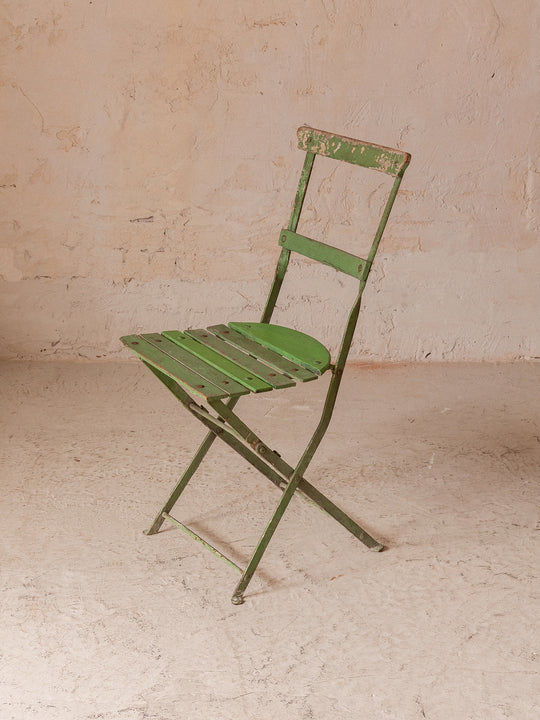 Suite de 4 chaises pliantes vertes des années 60