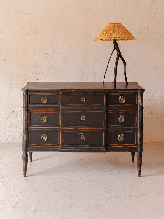 Parisian black chest of drawers from the 20s, walnut