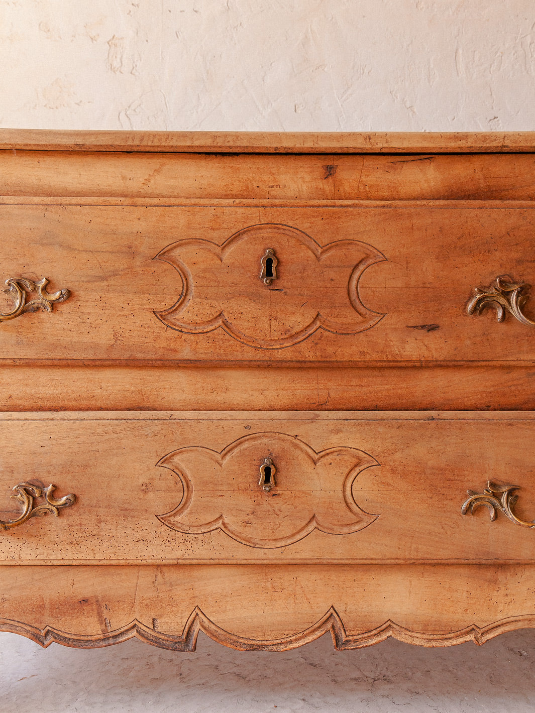 Washed walnut dresser with two drawers XVIII