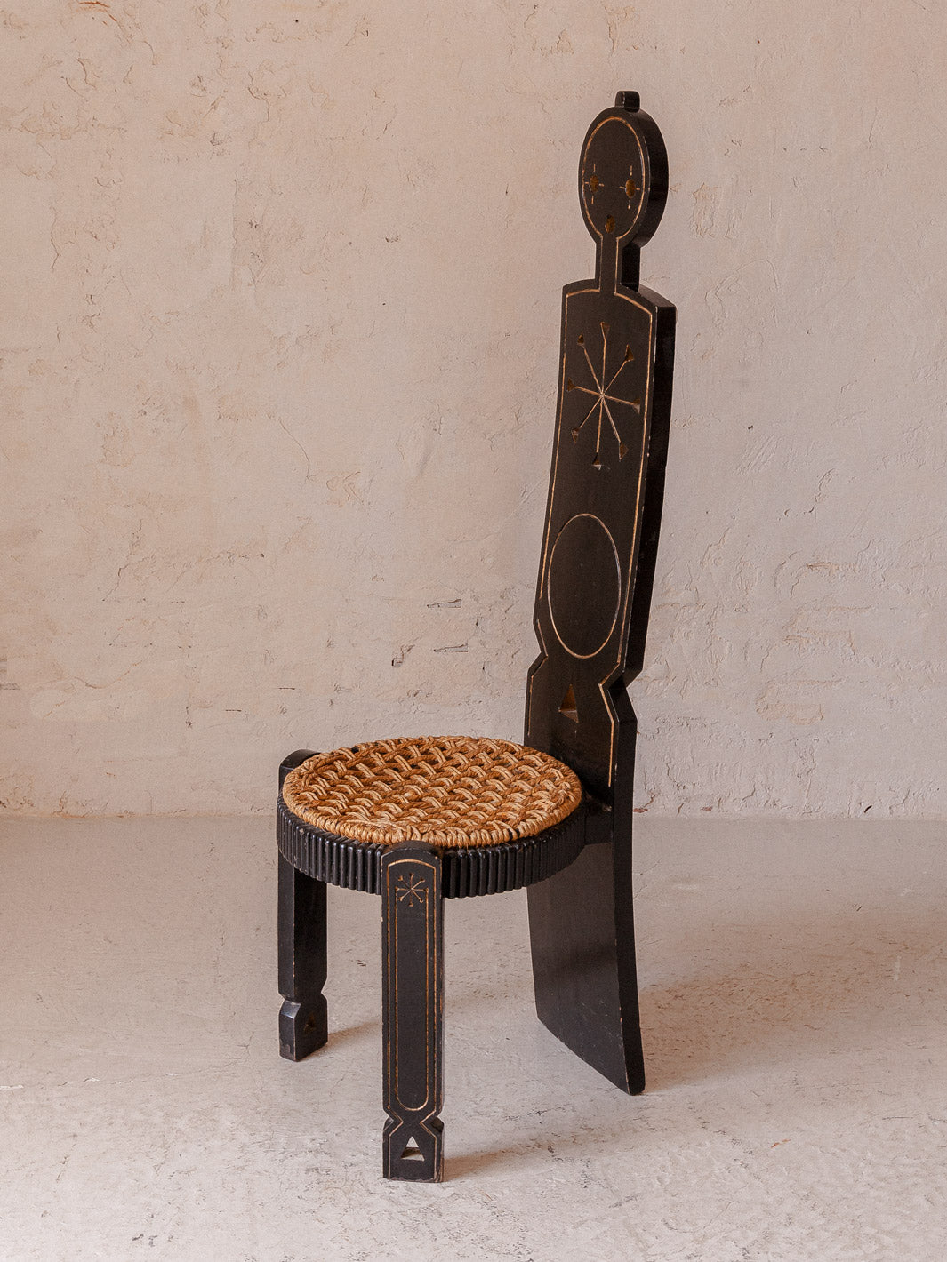 Chaise italienne sculpture africaine des années 70