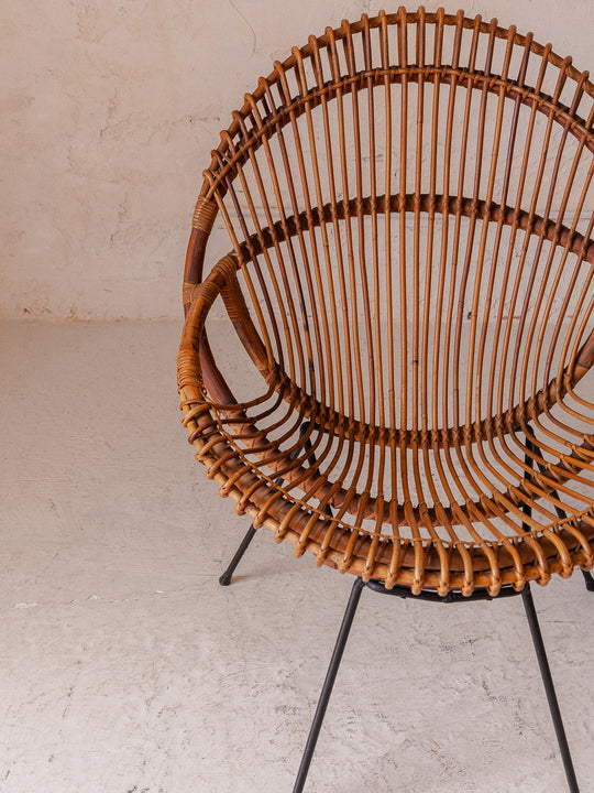 Paire de fauteuils en bambou des années 60