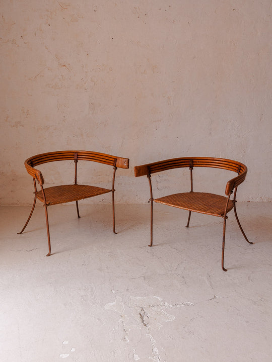 Pair of bamboo and rattan armchairs from the 60s