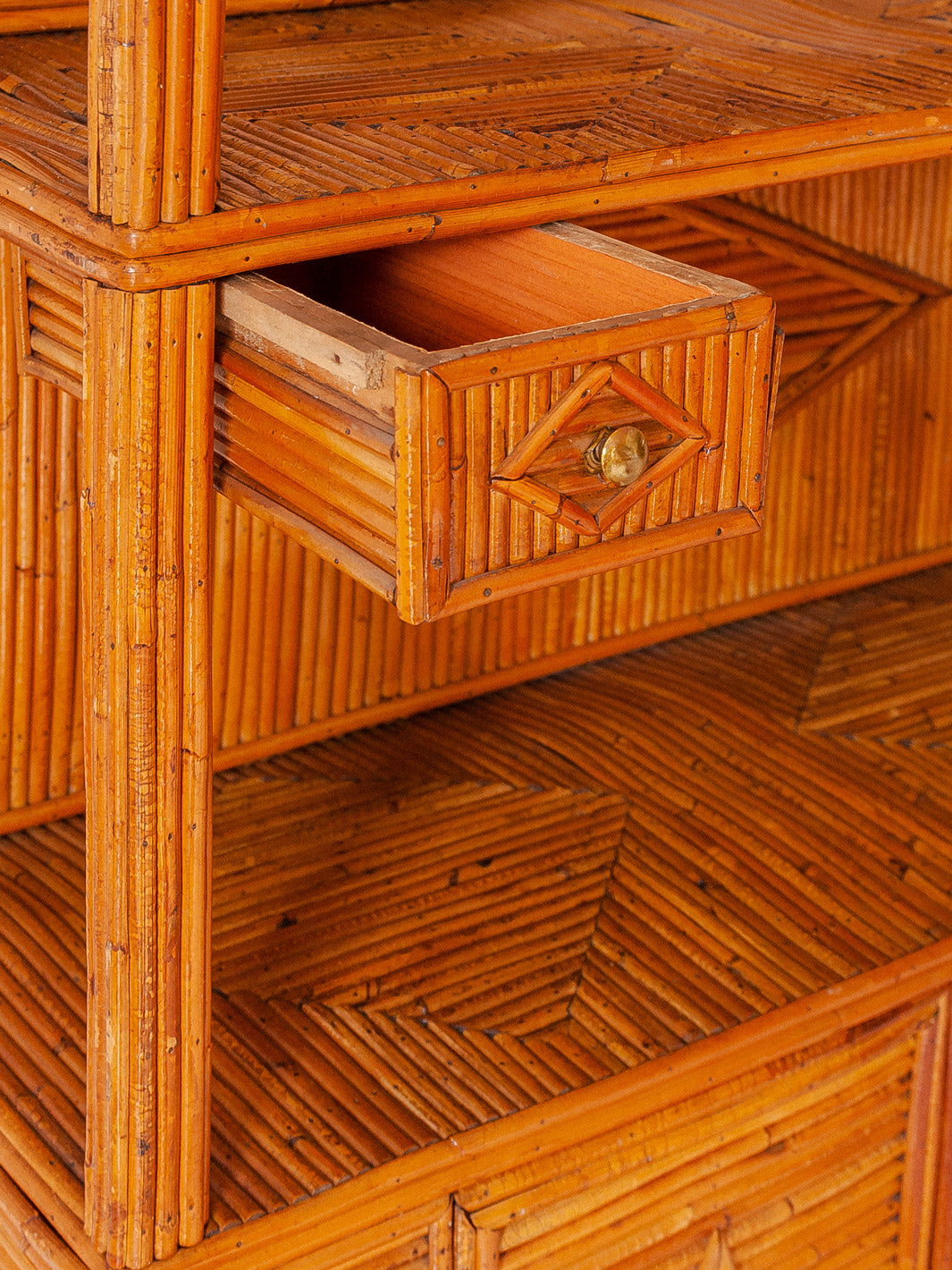 Bibliothèque en bambou des années 60
