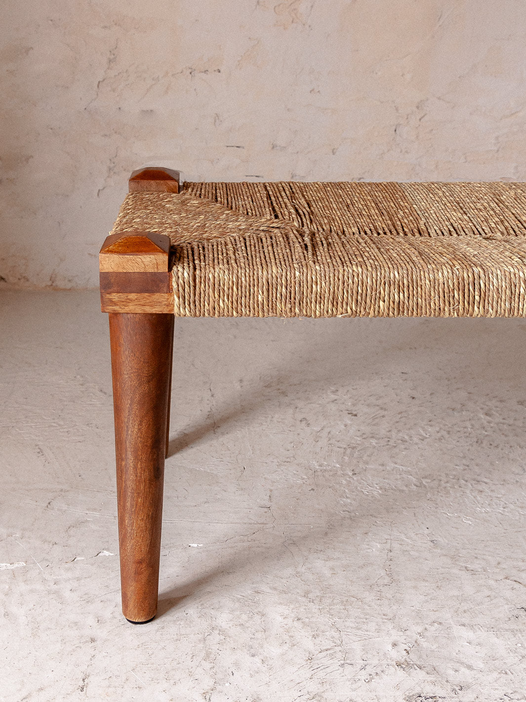 Wood & Woven Rope Bench