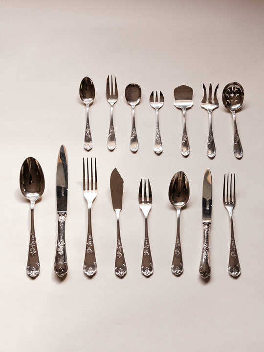 French classic argenté metal cutlery Louis XVI 11 people