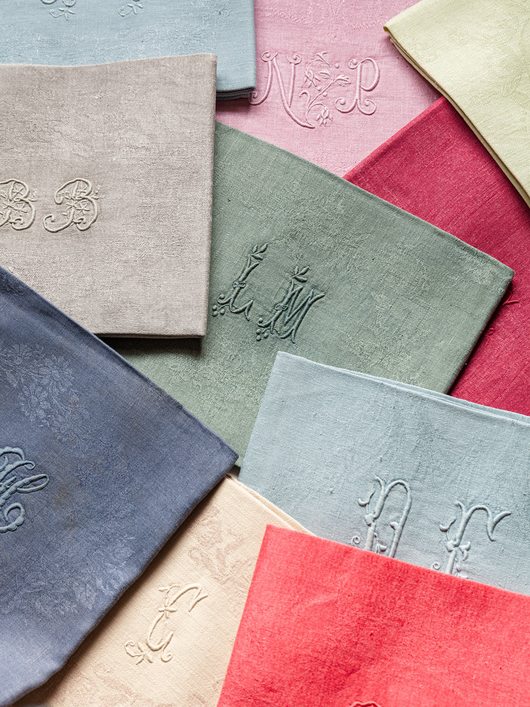 Set of 10 Multicolor Damask Napkins