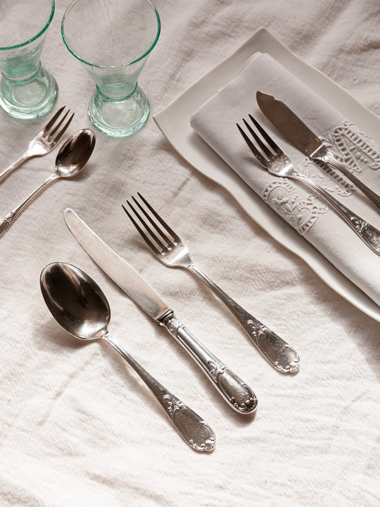 French Biarritz metal argenté cutlery from the 20s for 12 people