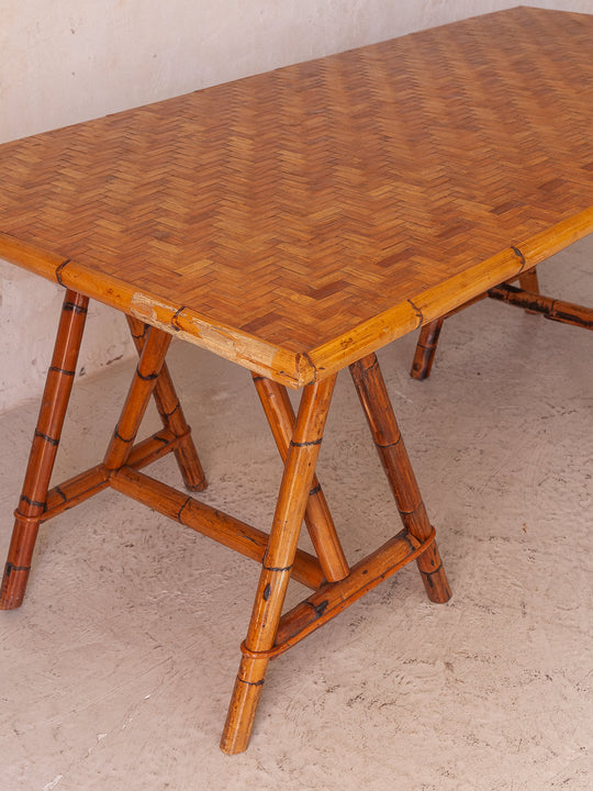 Original bamboo dining table from Italy from the 60s 178CM