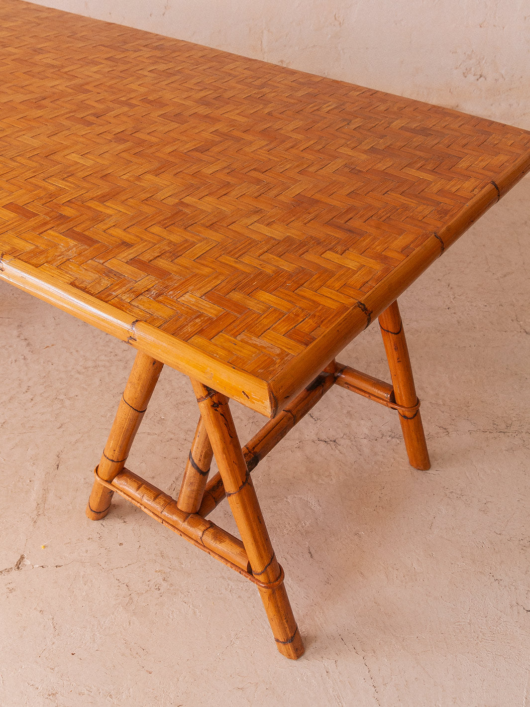 Original bamboo dining table from Italy from the 60s 178CM