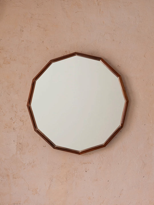 Octagonal rosewood mirror