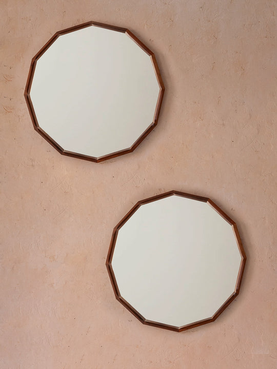 Octagonal rosewood mirror