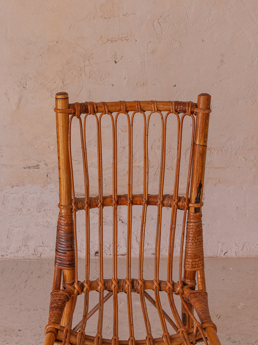 Set of 6 woven bamboo chairs from the 60s
