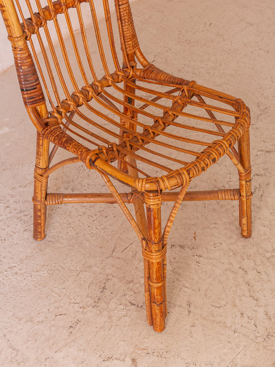 Suite de 6 chaises en bambou tressé des années 60