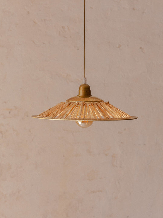 Golden raffia lamp