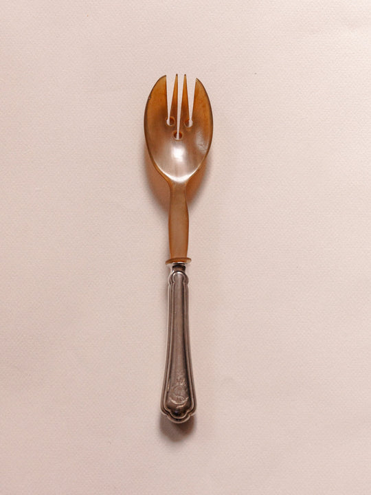 Argenté metal and horn serving fork