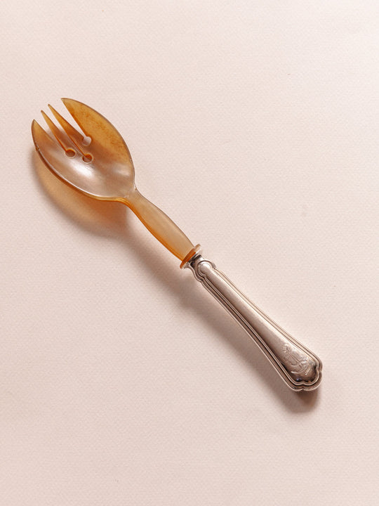 Argenté metal and horn serving fork