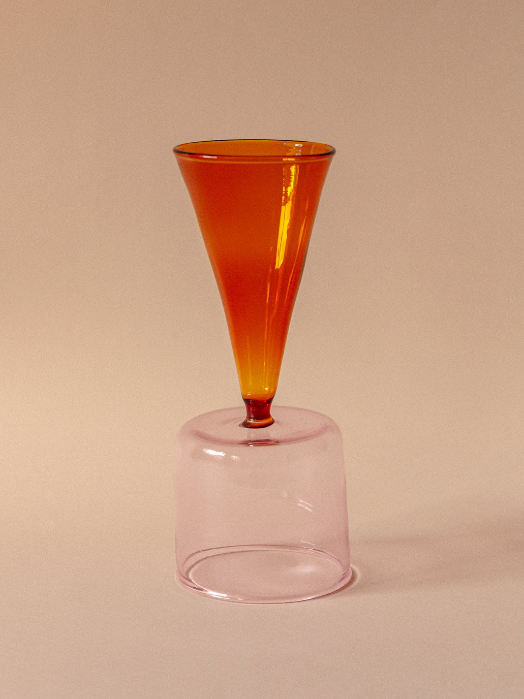 Bical glass: wine/champagne two-tone pink/ocher