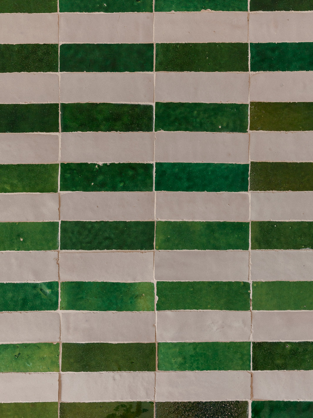 Mesa de centro Zellige rayas verdes y blancas 120x80cm