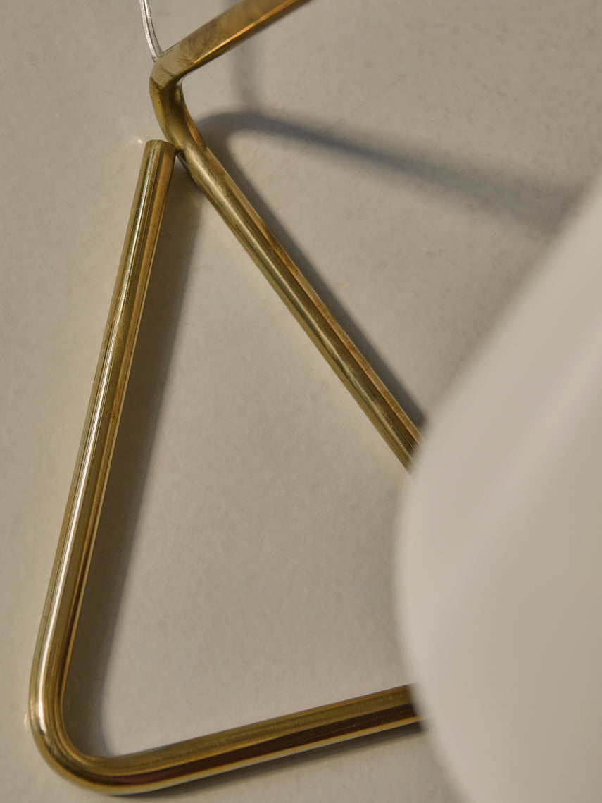 Brass table lamp with white enameled lampshade