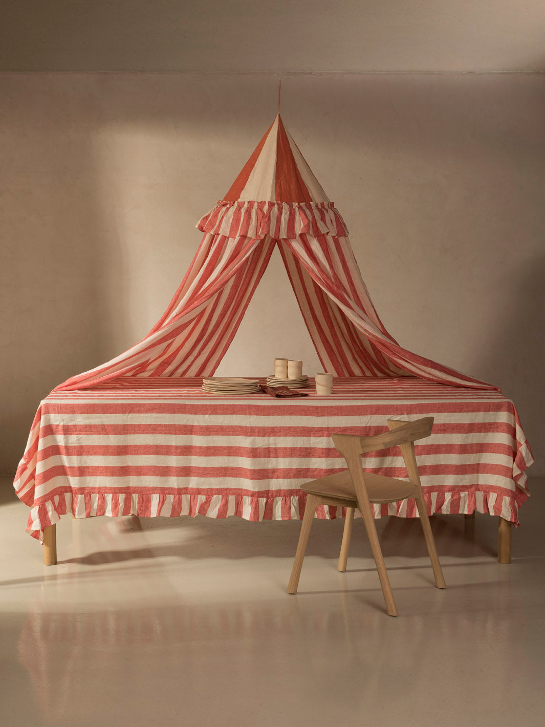 Canopee a rayas Sirkus, rojo/crema