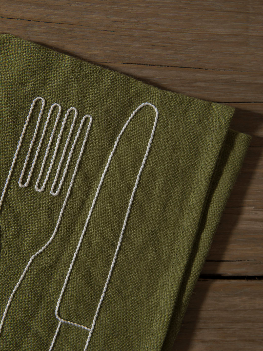 Servilleta “Fork & Knife” lino verde 42x52cm