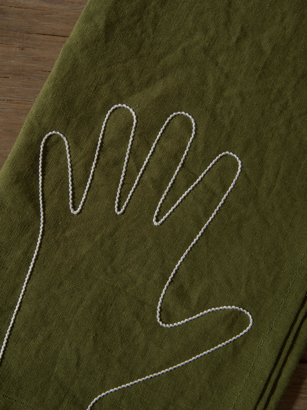Paño “Hand” lino verde 55x55cm