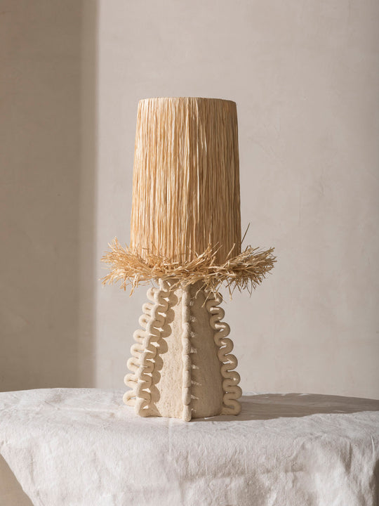 Natural Lamp with Raffia H57cm