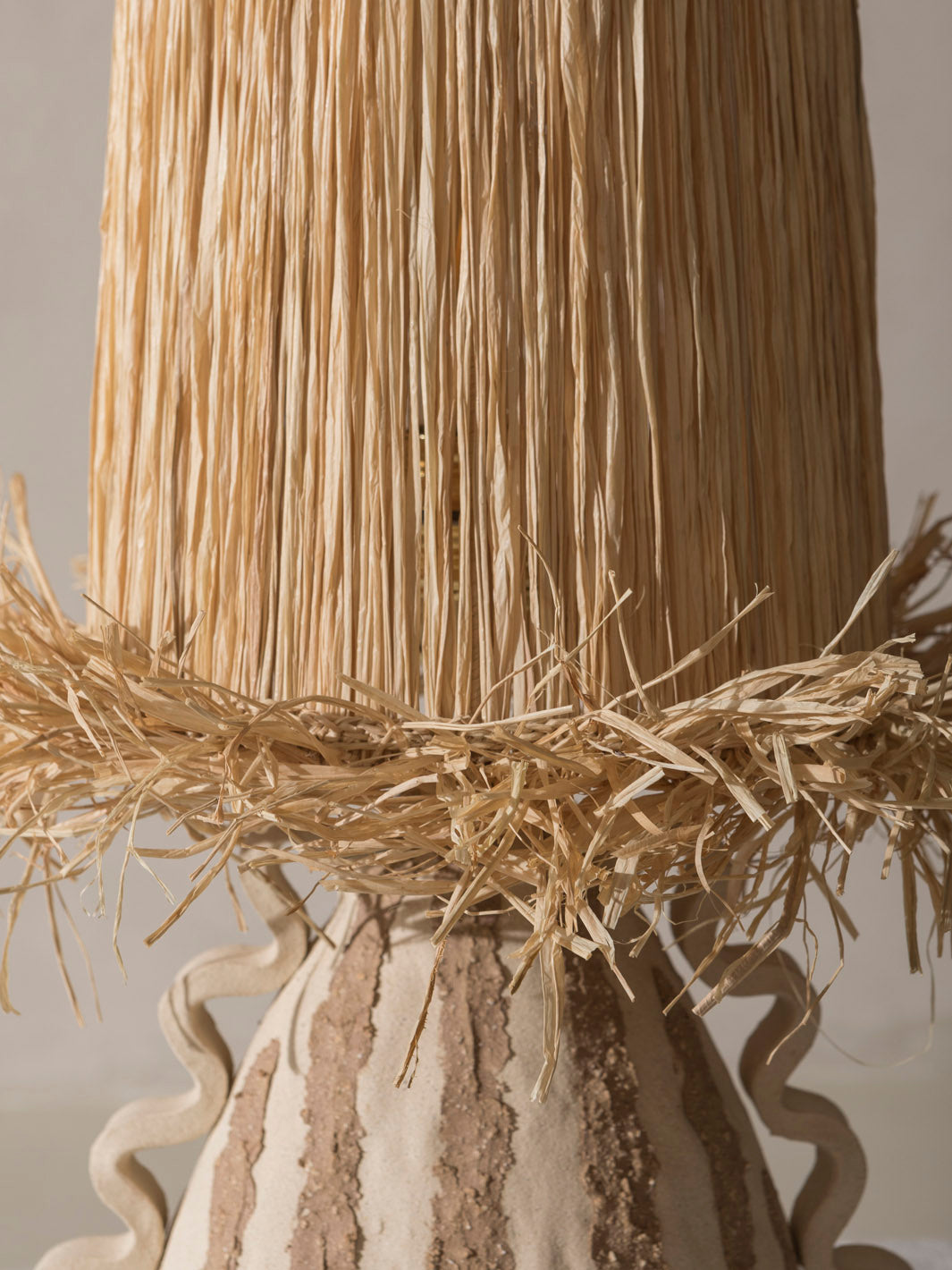 Stripes Lamp with Raffia H52cm