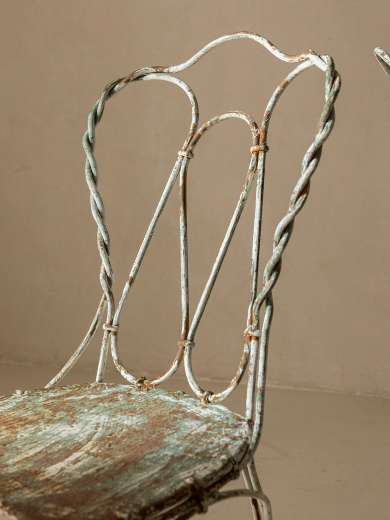 Set of 6 patinated iron chairs France XNUMXth century