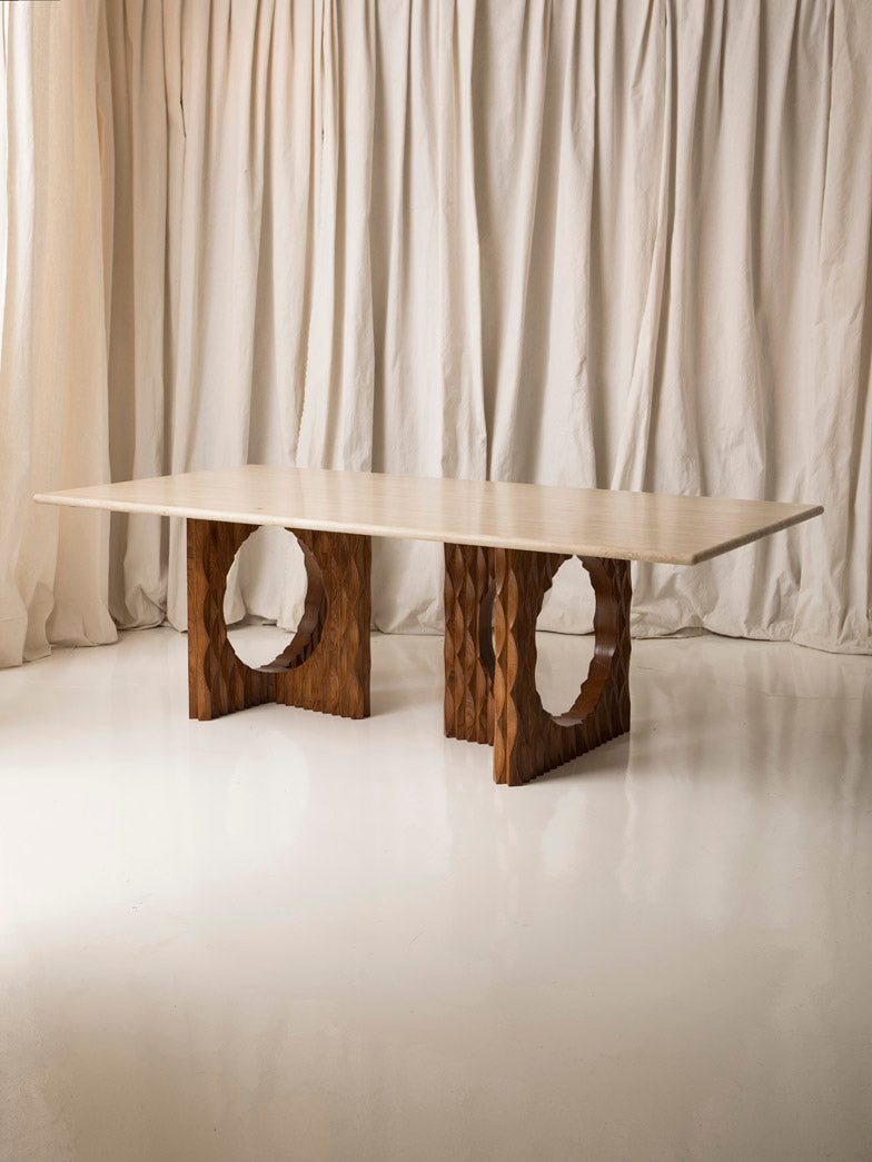 Travertine dining table 220x114cm