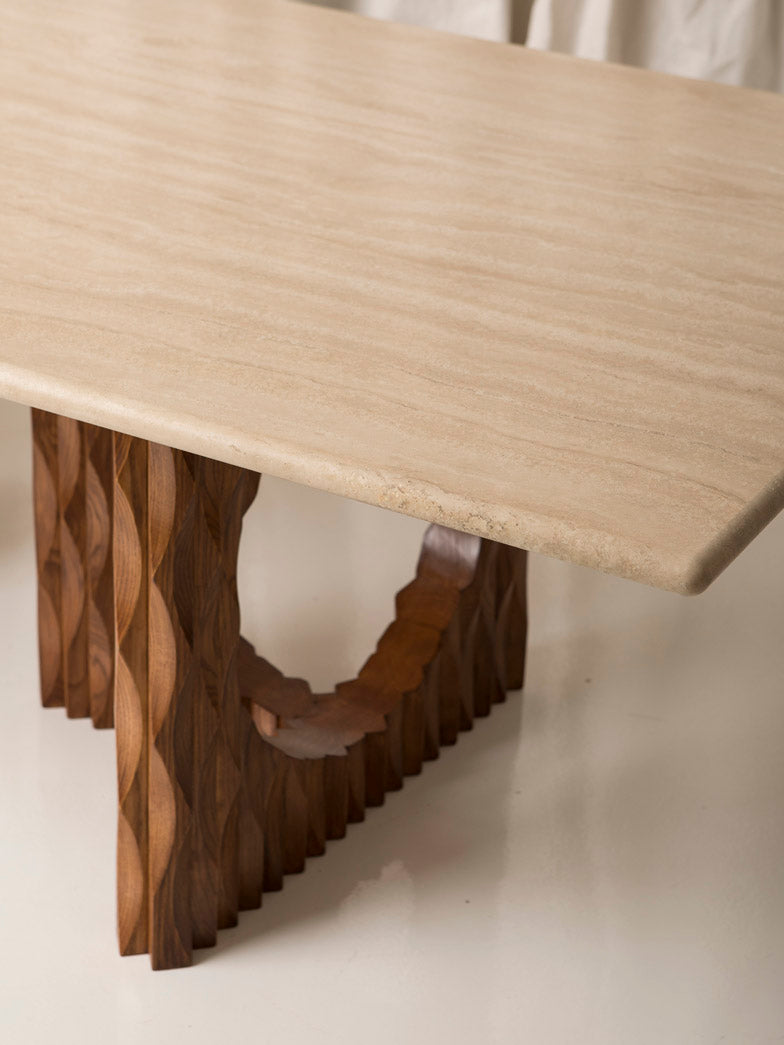 Travertine dining table 220x114cm